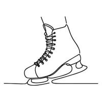 Ice skate in continuous line art drawing style. Minimalist black linear design isolated on white background. illustration. vector