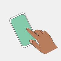 Mobile phone screen mockup, finger touching, tapping on smartphone Flat illustraiton. vector