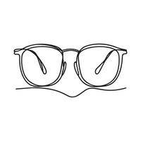 Glasses in continuous line art drawing style. Corrective eye glasses minimalist black linear sketch isolated on white background. illustration vector