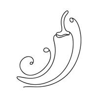chili pepper design in continuous line art drawing style. Hot spice chilli isolated on white background vector