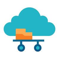 Cloud service deliver cloud computing icon flat illustration on white background. vector