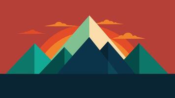 A desert landscape with a wolf on top of a mountain background vector