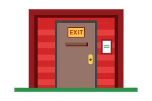 Fire exit door flat illustration on white background. vector