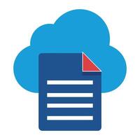 Document with cloud computing icon flat illustration on white background. vector