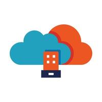 Cloud with modem icon flat illustration on white background vector
