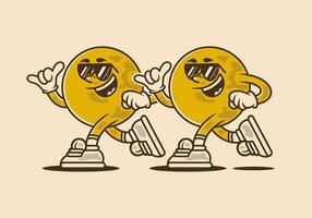 Mascot character of ball head in running pose vector