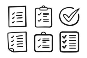 checklist survey or report related icon set isolated flat illustration on white background vector
