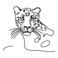 Leopard portrait in continuous line art drawing style. Panther black linear design isolated on white background. illustration. vector