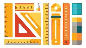 Inch and metric rulers. Centimeters inches and foot yard and millimeter unit measuring scale. Precision imperial measurement of ruler tools. set vector