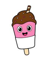 Cartoon Ice Cream, icon logo, element design, with sprinkles and waffle roll, isolated on white background. vector