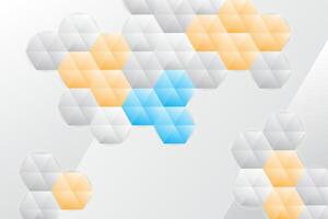 3D abstract background with geometric shapes like triangles and hexagons forming a honeycomb. vector