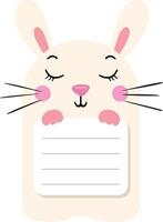 Cute rabbit notebook sticker and school label vector