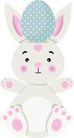 Rabbit with an Easter egg on her head vector