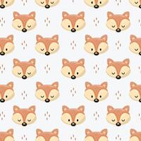 Seamless pattern with cute fox face vector