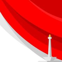Indonesian Independence Day template square background with monas and flat design vector