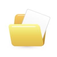 Yellow folder with white paper on white background vector