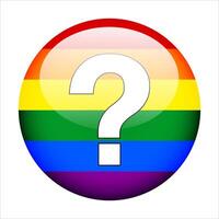 LGBT PRIDE flag with white question mark button on white background vector