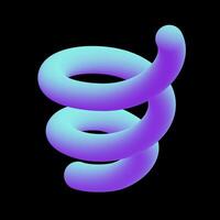Gradient geometric element illustration. 3D effect spiral shape. Vibrant colorful swirl vector