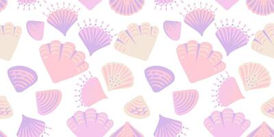 Pastel seamless pattern with abstract artistic shapes seashells on a light background. hand drawing. Creative summer marine printing. Template for designs, notebook cover, wrapping paper vector