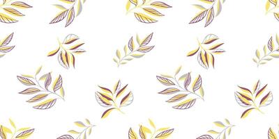Abstract shape branches leaves scattered randomly on a seamless pattern. Simple creative floral leaf print. hand drawing sketch. Design for fashion, fabric and textiles vector