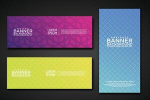 Set banner backgrounds with modern geometric lines textured pattern and colorful dynamic gradation vector