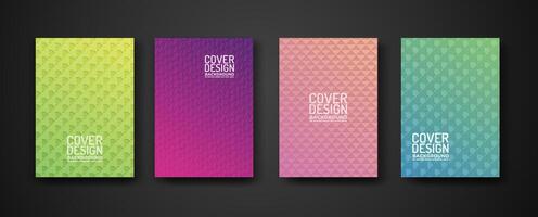 set cover design with modern geometric lines textured pattern and colorful dynamic gradation vector
