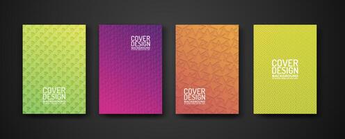set cover design with modern geometric lines textured pattern and colorful dynamic gradation vector