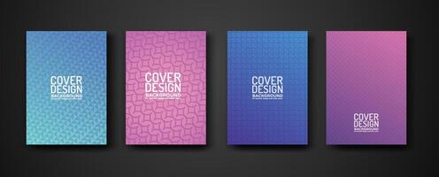 set cover design with modern geometric lines textured pattern and colorful dynamic gradation vector