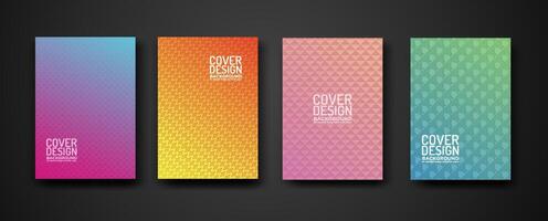 set cover design with modern geometric lines textured pattern and colorful dynamic gradation vector