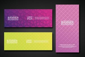 Set banner backgrounds with modern geometric lines textured pattern and colorful dynamic gradation vector