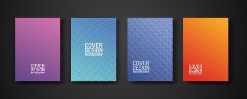 set cover design with modern geometric lines textured pattern and colorful dynamic gradation vector