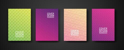 set cover design with modern geometric lines textured pattern and colorful dynamic gradation vector