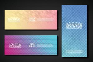 Set banner backgrounds with modern geometric lines textured pattern and colorful dynamic gradation vector