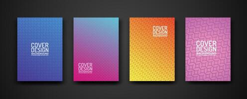 set cover design with modern geometric lines textured pattern and colorful dynamic gradation vector
