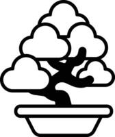 A black and white drawing of a tree in a pot vector