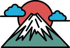 A mountain with a sun in the background vector