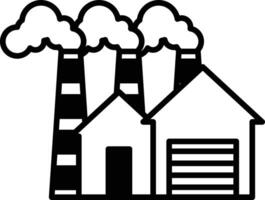 black and white drawing of a factory with a house next to it vector
