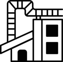 black and white drawing of a factory with a house next to it vector