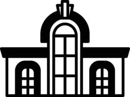 A large building with a large archway and many windows vector
