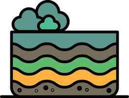 icon or logo soil layer and trees in line style vector