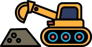 Concept of hard work and determination, as the machine is ready to dig vector