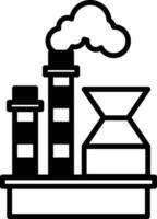 black and white drawing of a factory with a house next to it vector