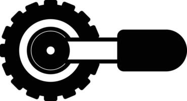 black and white image of a tire with a black handle vector