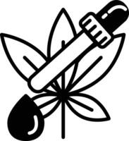A black and white drawing of a plant with a droplet of liquid on it vector