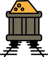 A black and white drawing of a train car with a pile of rocks on top vector