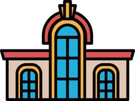 A large building with a large archway and many windows vector