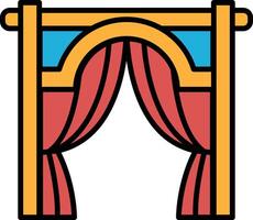 black and white drawing of a curtain with a white rope hanging from it vector
