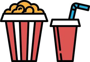 box of popcorn and a cup of soda vector