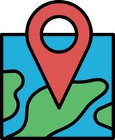 A black and white map with a black pin pointing to a location vector
