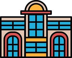 A large building with a large archway and many windows vector